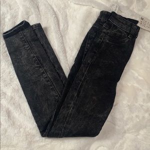 NWT black acid wash super high waist skinny jeans